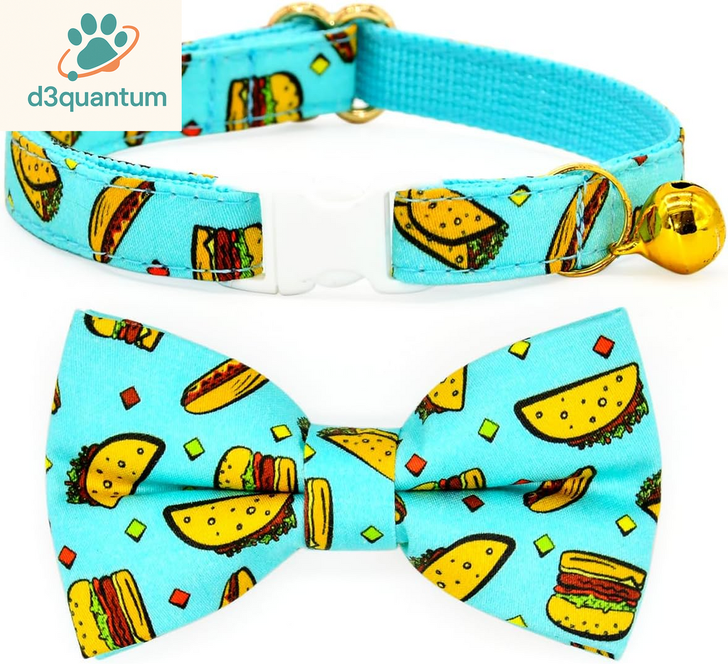 Sushi-Themed Breakaway Safety Collar and Bowtie Set for Kittens - Ideal for Weddings and Birthdays