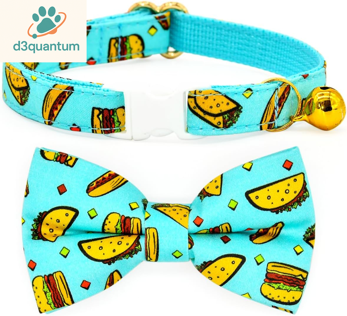 Sushi-Themed Breakaway Safety Collar and Bowtie Set for Kittens - Ideal for Weddings and Birthdays