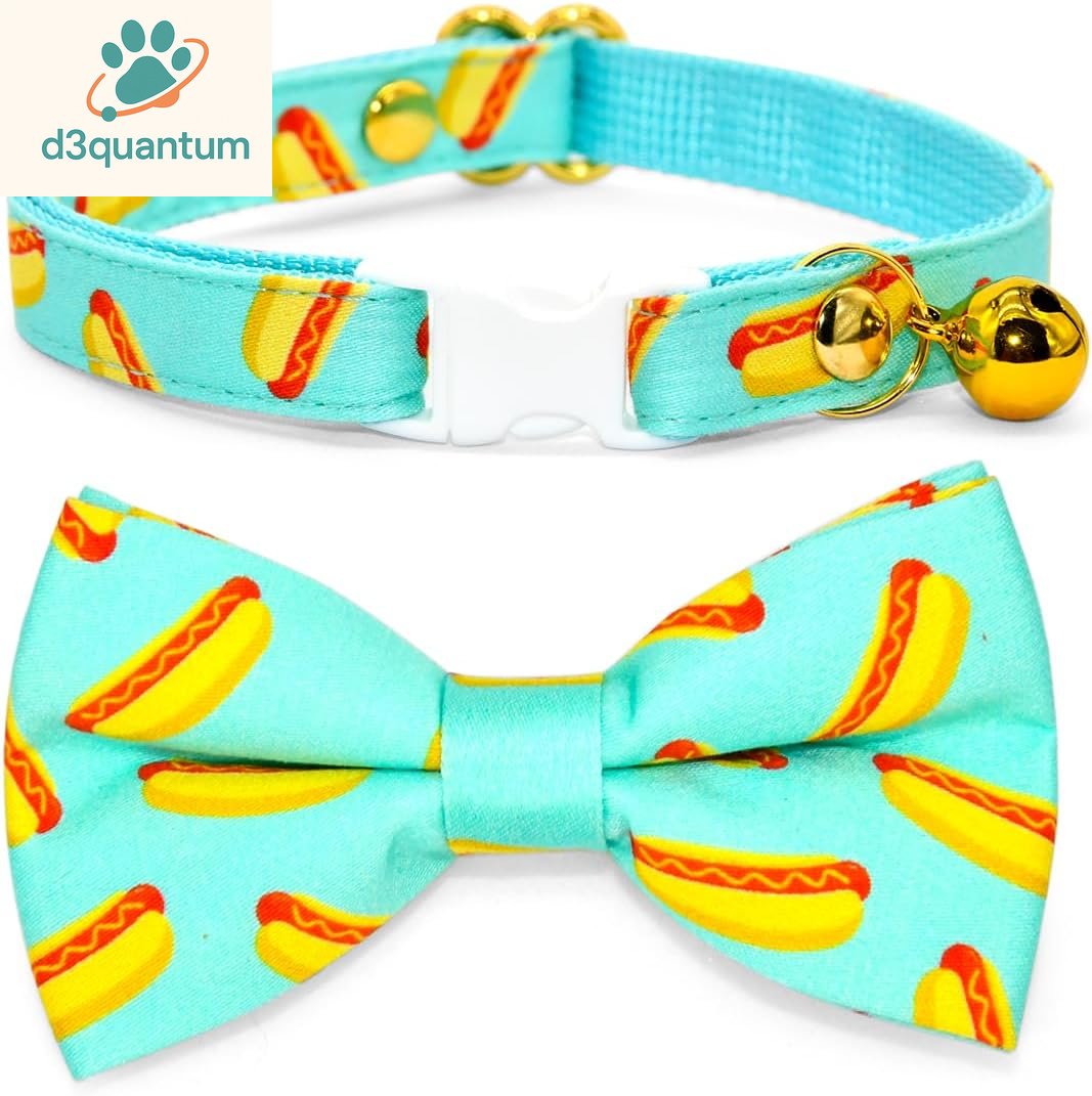Sushi-Themed Breakaway Safety Collar and Bowtie Set for Kittens - Ideal for Weddings and Birthdays