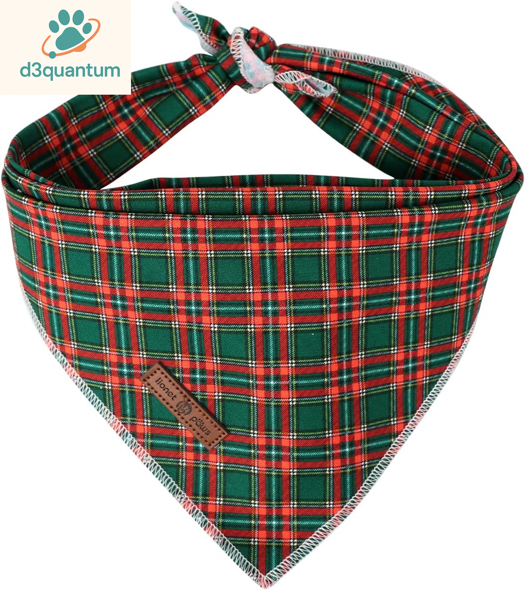 Lionet Paws Dog Bandana for Small Medium Large Dogs, Cat Kerchief Blue DOIT, Triangle Bibs Scarf for Girl or Boy