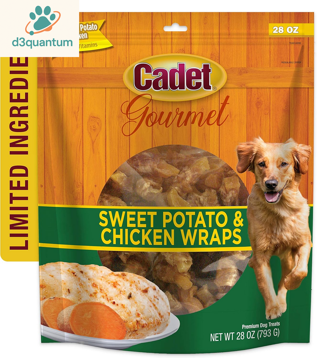 Cadet Gourmet Chicken & Apple Wrapped Dog Treats Wraps - Healthy & Natural Chicken & Apple Dog Training Treats for Small & Large Dogs - Inspected & Tested in USA (28 Oz.)