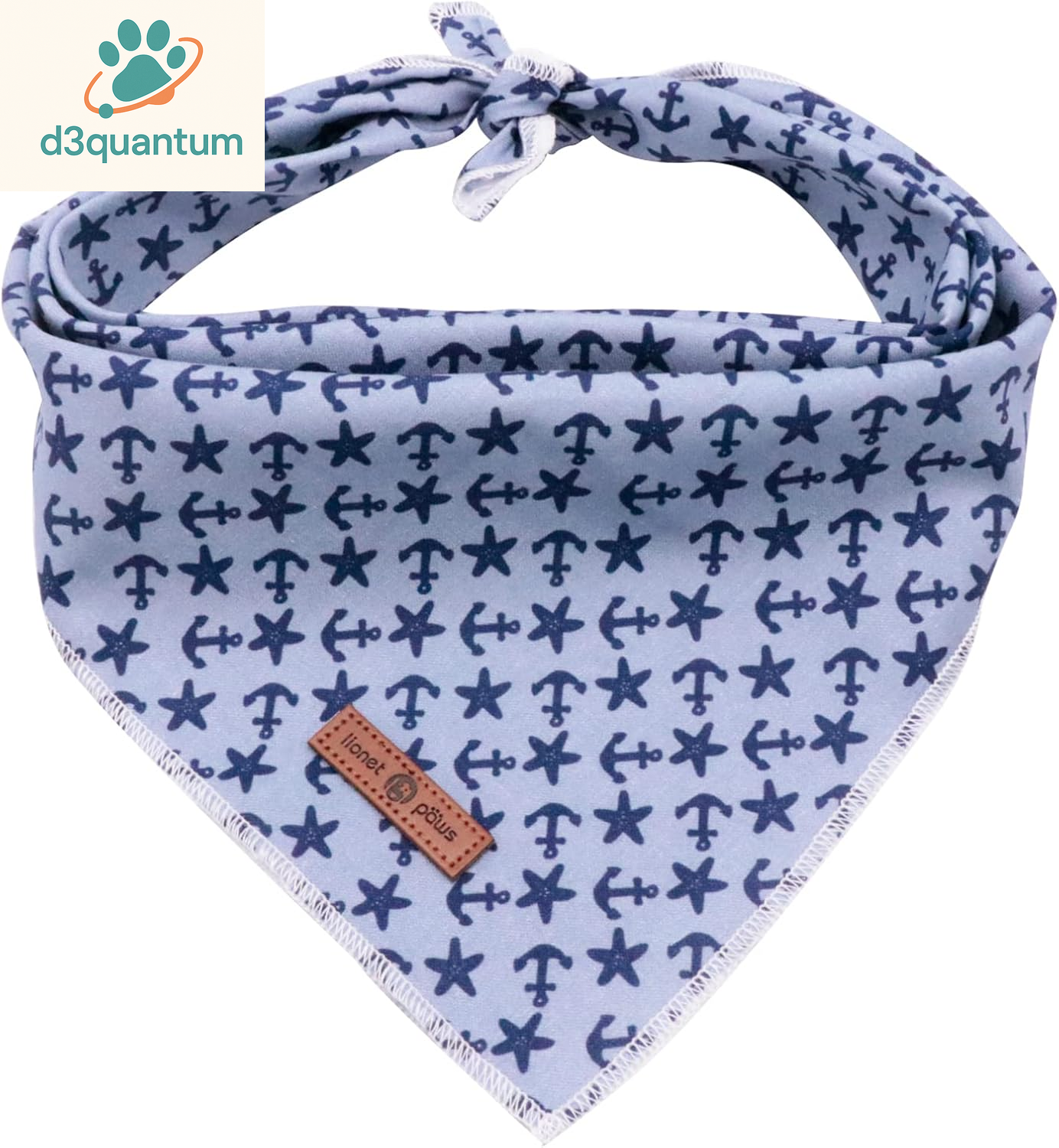Lionet Paws Dog Bandana for Small Medium Large Dogs, Cat Kerchief Blue DOIT, Triangle Bibs Scarf for Girl or Boy