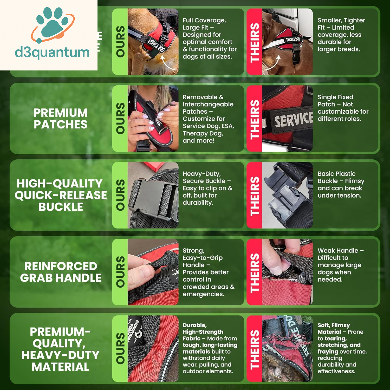 Service Dog Vest with Hook and Loop Straps and Handle - Harness Is Available in 8 Sizes from XXXS to XXL - Service Dog Harness Features Reflective Patch and Comfortable Mesh Design Bright Red