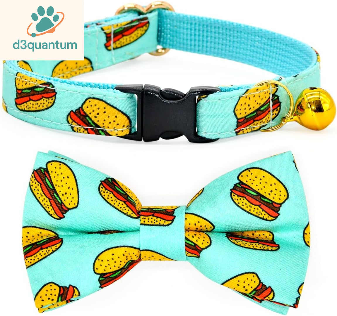 Sushi-Themed Breakaway Safety Collar and Bowtie Set for Kittens - Ideal for Weddings and Birthdays