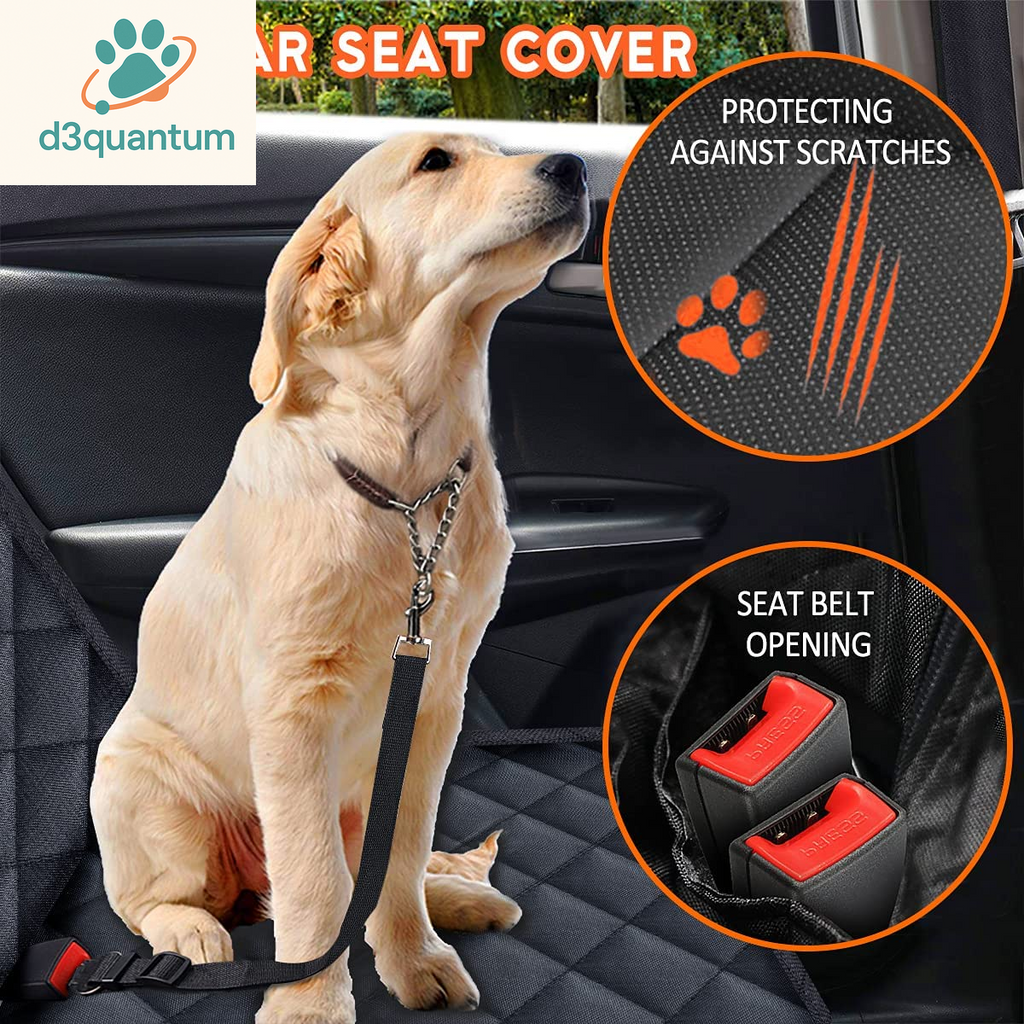 Dog Car Seat Cover, Back Seat Cover for Dogs Pet Car Seat Protector Waterproof Bench Car Seat Cover, Non-Slip Reat Seat Cover Fits Middle Armrest for Most Cars Trucks Suvs - Black