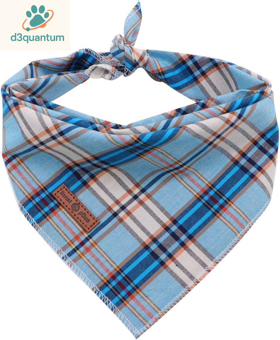 Lionet Paws Dog Bandana for Small Medium Large Dogs, Cat Kerchief Blue DOIT, Triangle Bibs Scarf for Girl or Boy