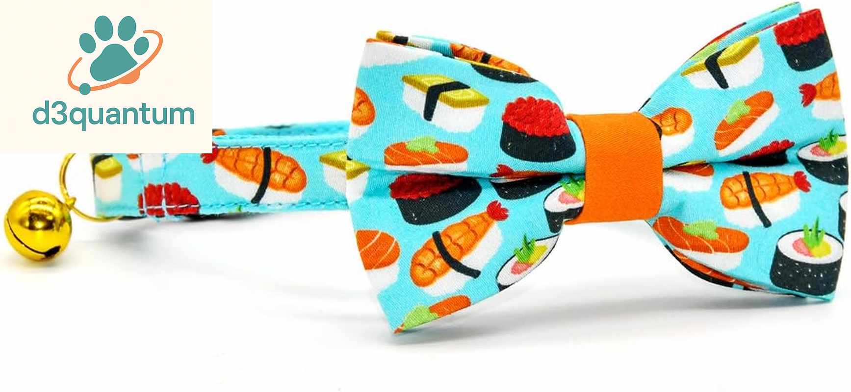 Sushi-Themed Breakaway Safety Collar and Bowtie Set for Kittens - Ideal for Weddings and Birthdays
