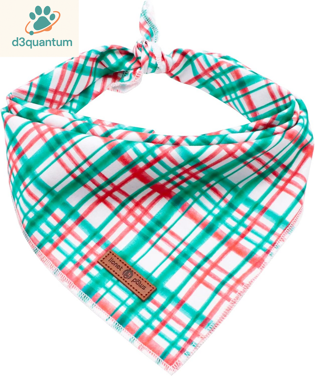 Lionet Paws Dog Bandana for Small Medium Large Dogs, Cat Kerchief Blue DOIT, Triangle Bibs Scarf for Girl or Boy