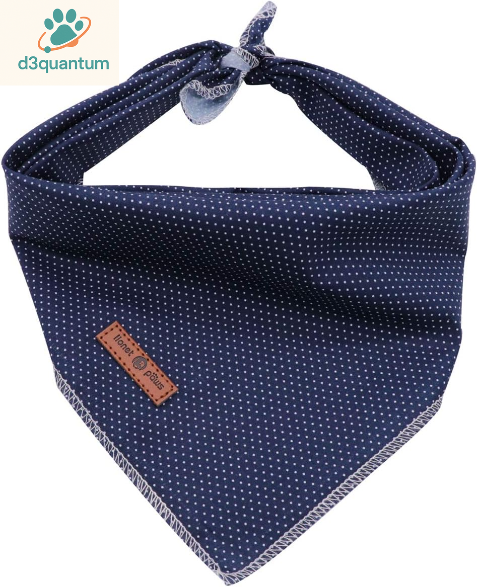 Lionet Paws Dog Bandana for Small Medium Large Dogs, Cat Kerchief Blue DOIT, Triangle Bibs Scarf for Girl or Boy