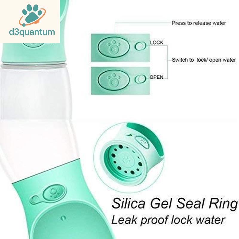 Portable Dog Water Bottle with 2.76" Trough, 12oz Leak-Proof Design for Small Pets, BPA-Free Travel Water Bottle for Hiking - Blue