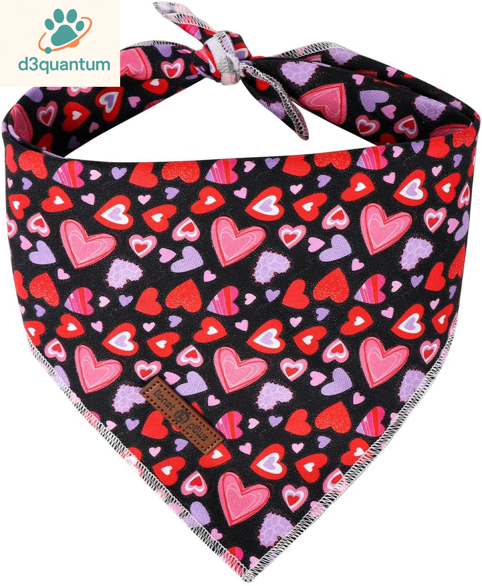 Lionet Paws Dog Bandana for Small Medium Large Dogs, Cat Kerchief Blue DOIT, Triangle Bibs Scarf for Girl or Boy