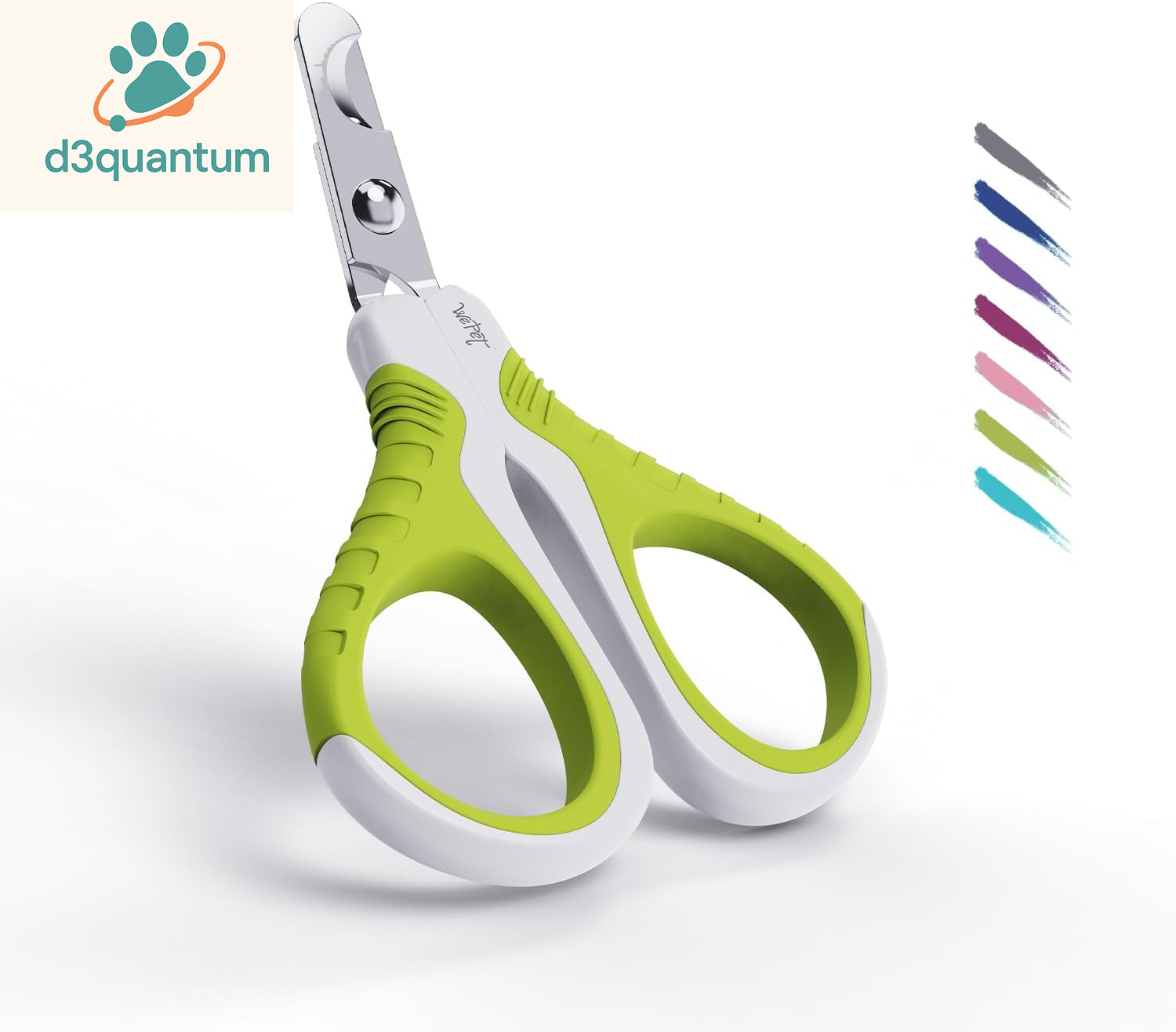 Wepet Professional Pet Nail Clippers U07.1, Curved Scissor Design for Cats, Kittens, Dogs, Puppies, and Small Animals, White/Pine Green