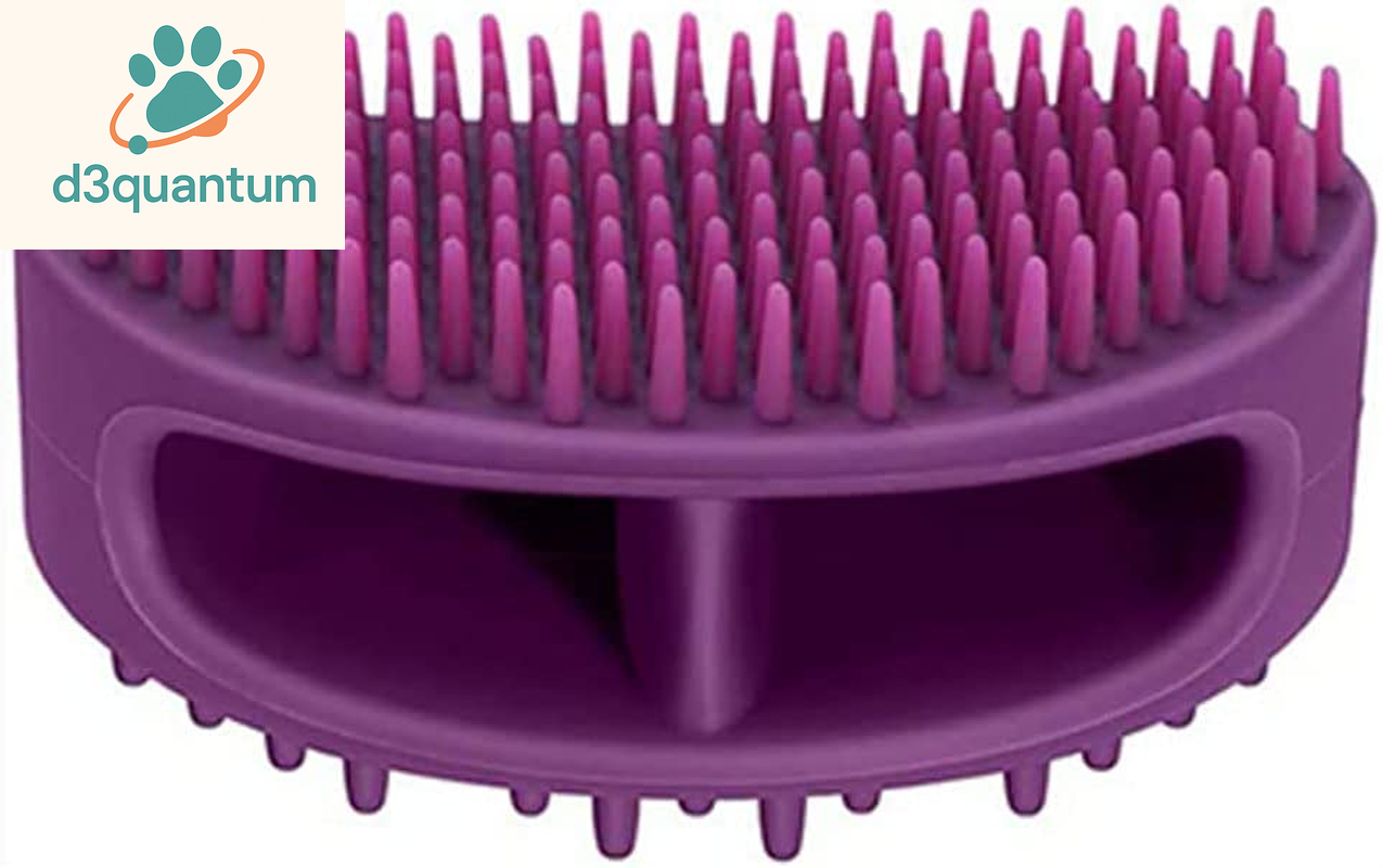 Professional Soft Silicone Grooming Brush for Dogs and Cats - Ideal for Bathing and Massaging Short or Long Hair - Purple Slicker Shedding Brush