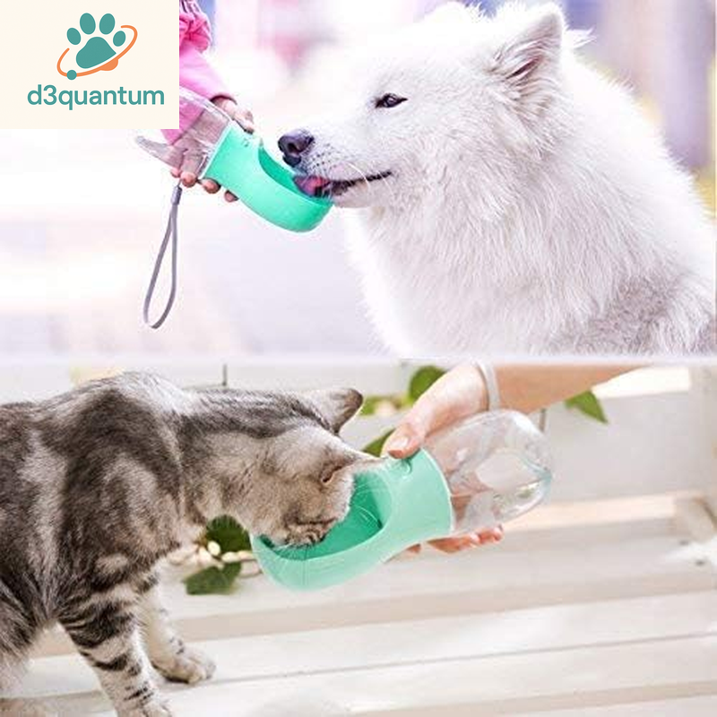 Portable Dog Water Bottle with 2.76" Trough, 12oz Leak-Proof Design for Small Pets, BPA-Free Travel Water Bottle for Hiking - Blue