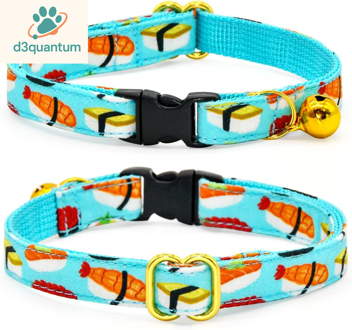 Sushi-Themed Breakaway Safety Collar and Bowtie Set for Kittens - Ideal for Weddings and Birthdays