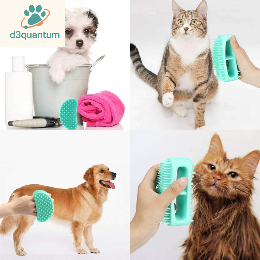 Premium Soft Silicone Grooming Brush for Dogs and Cats - Versatile Bath and Massage Tool for All Coat Types - Teal