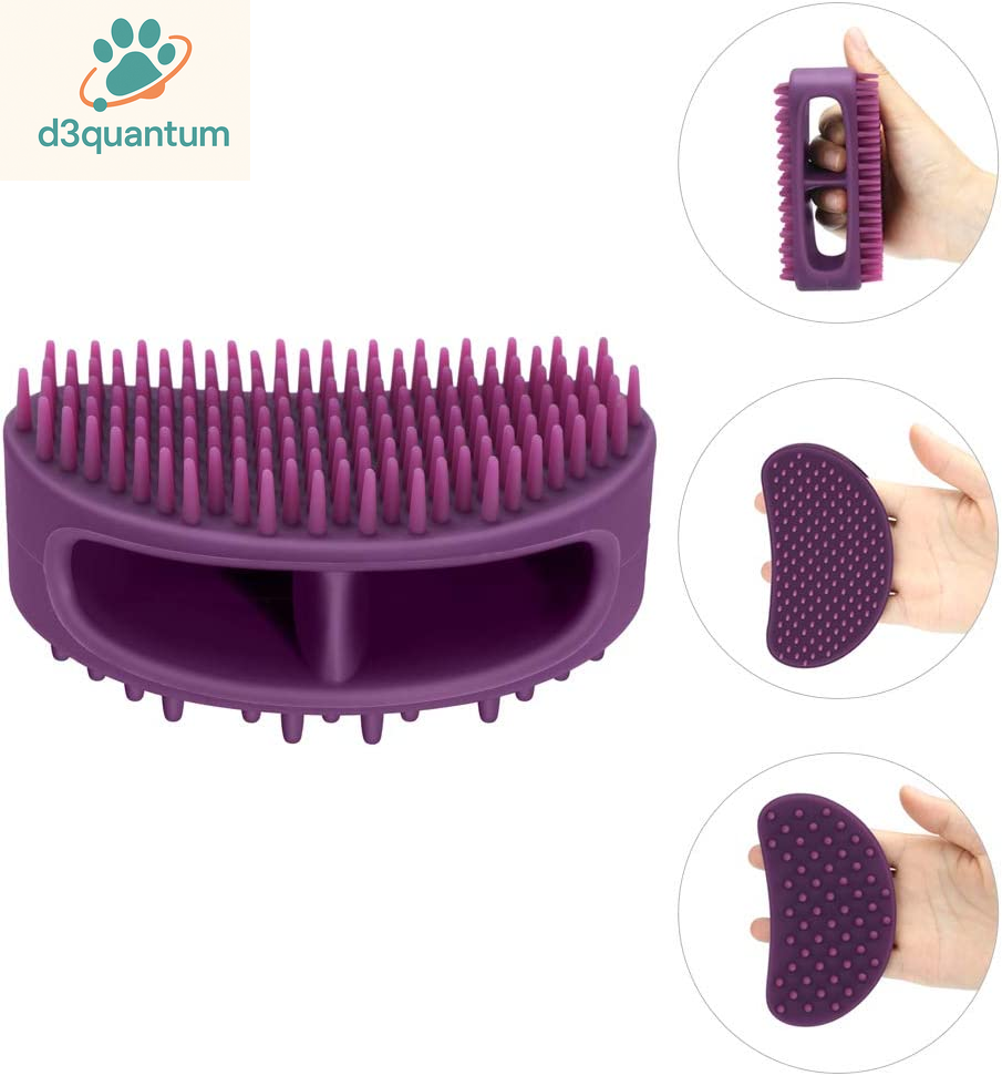 Professional Soft Silicone Grooming Brush for Dogs and Cats - Ideal for Bathing and Massaging Short or Long Hair - Purple Slicker Shedding Brush