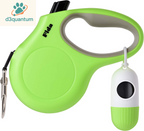Fida Retractable Dog Leash with Dispenser and Poop Bags, 10 Ft Pet Walking Leash for X-Small Dog or Cat up to 18 Lbs, Anti-Slip Handle, Tangle Free, Reflective Nylon Tape (XS, White)