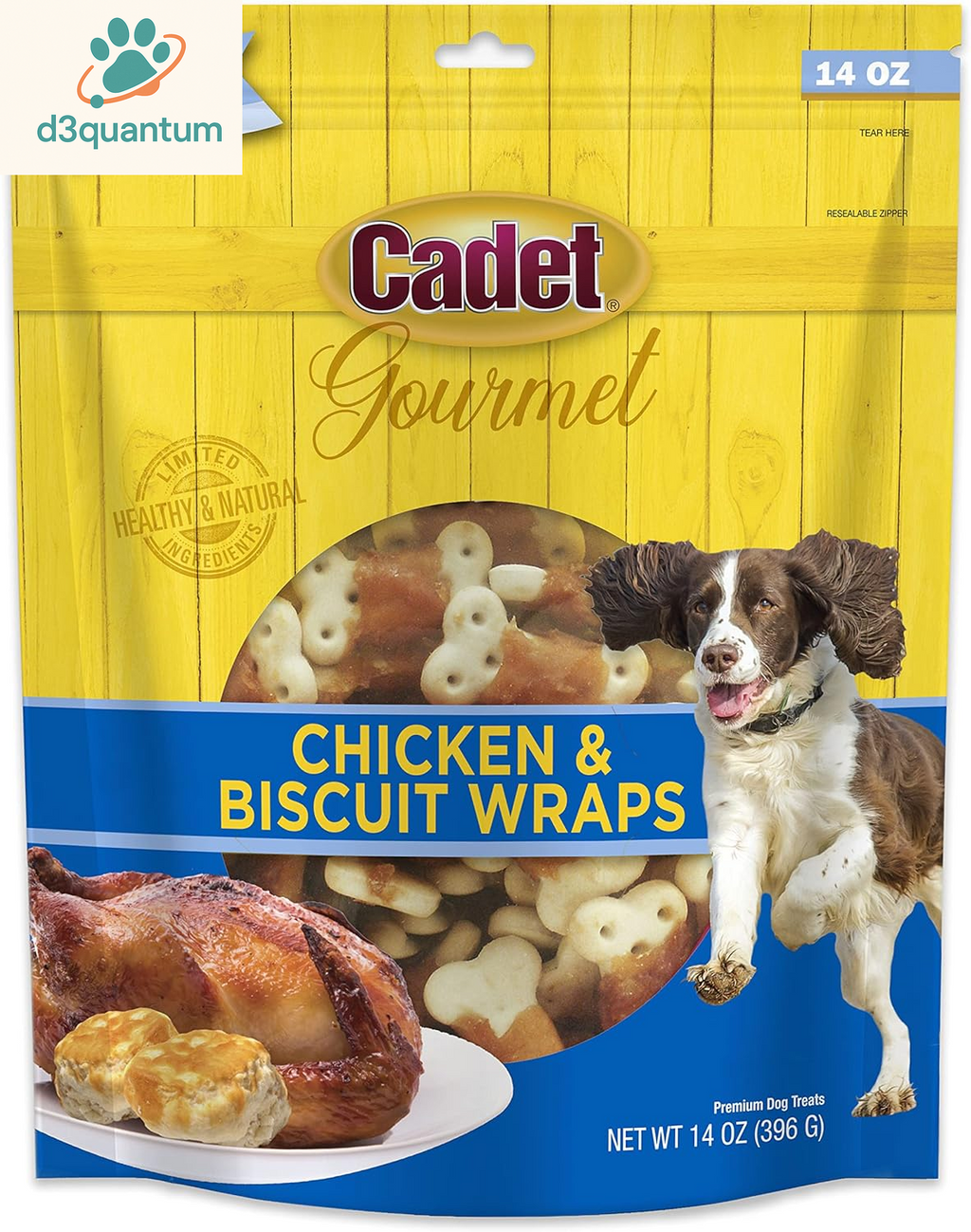 Cadet Gourmet Chicken & Apple Wrapped Dog Treats Wraps - Healthy & Natural Chicken & Apple Dog Training Treats for Small & Large Dogs - Inspected & Tested in USA (28 Oz.)