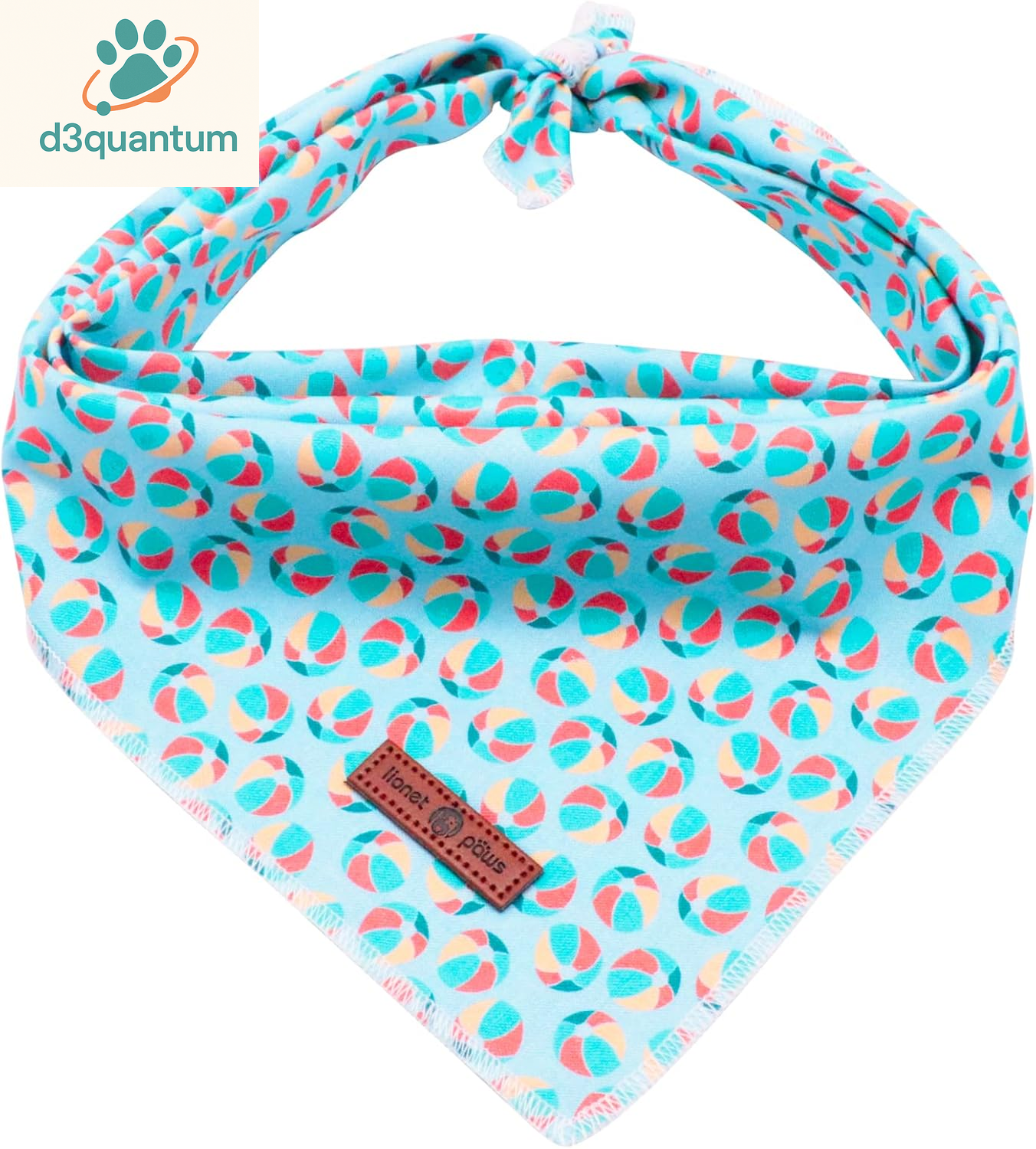 Lionet Paws Dog Bandana for Small Medium Large Dogs, Cat Kerchief Blue DOIT, Triangle Bibs Scarf for Girl or Boy