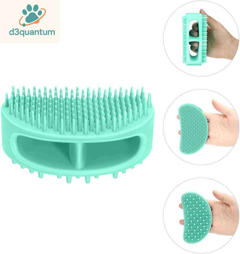Premium Soft Silicone Grooming Brush for Dogs and Cats - Versatile Bath and Massage Tool for All Coat Types - Teal