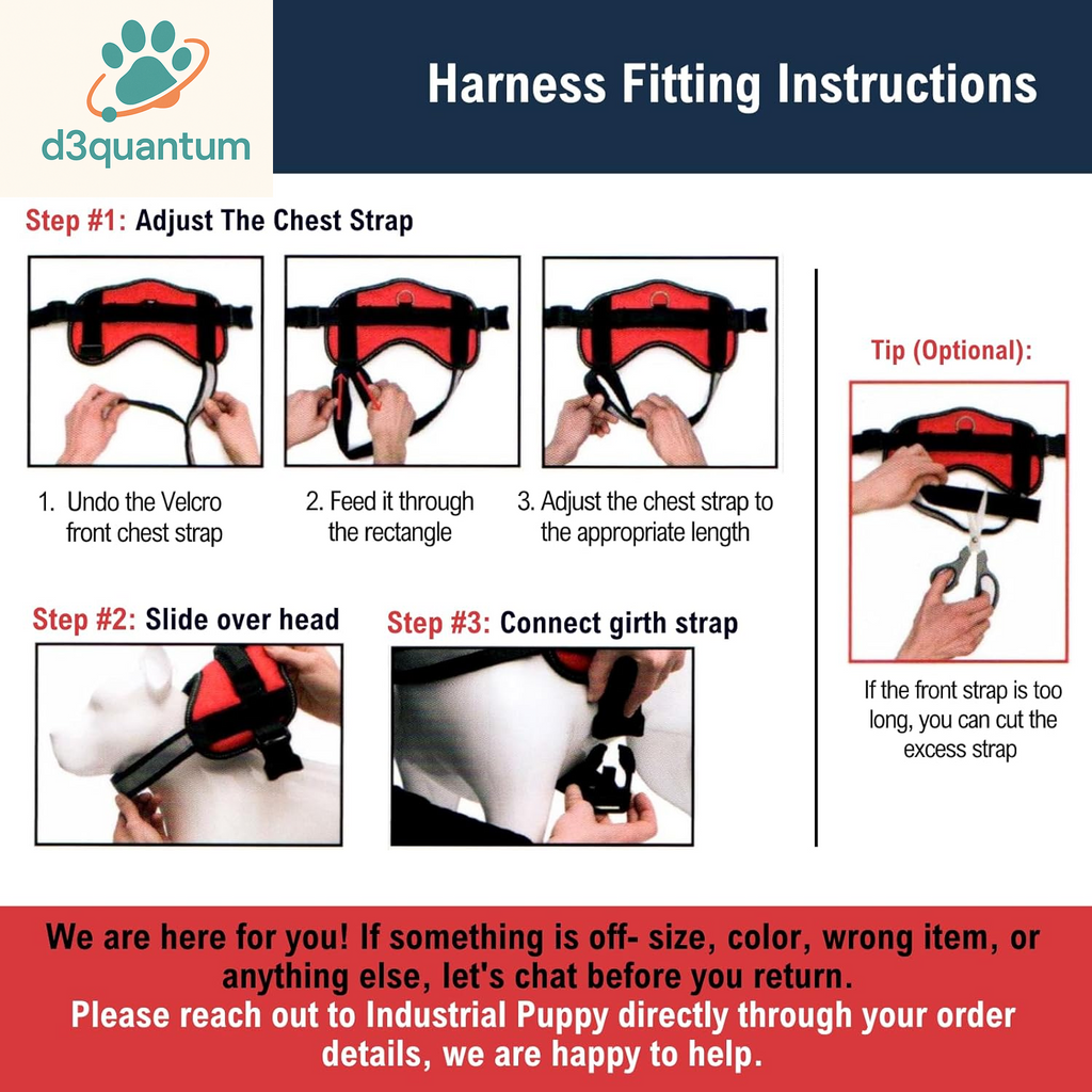Service Dog Vest with Hook and Loop Straps and Handle - Harness Is Available in 8 Sizes from XXXS to XXL - Service Dog Harness Features Reflective Patch and Comfortable Mesh Design Bright Red