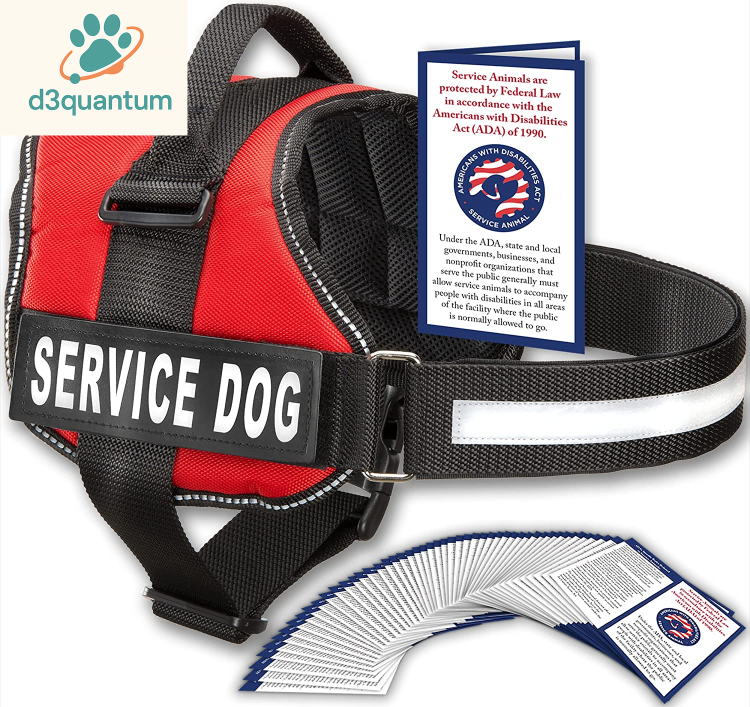 Service Dog Vest with Hook and Loop Straps and Handle - Harness Is Available in 8 Sizes from XXXS to XXL - Service Dog Harness Features Reflective Patch and Comfortable Mesh Design Bright Red