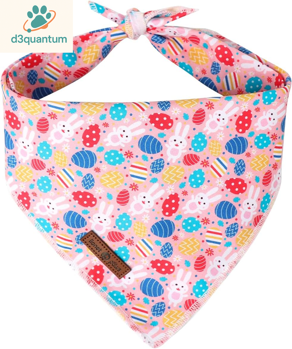 Lionet Paws Dog Bandana for Small Medium Large Dogs, Cat Kerchief Blue DOIT, Triangle Bibs Scarf for Girl or Boy