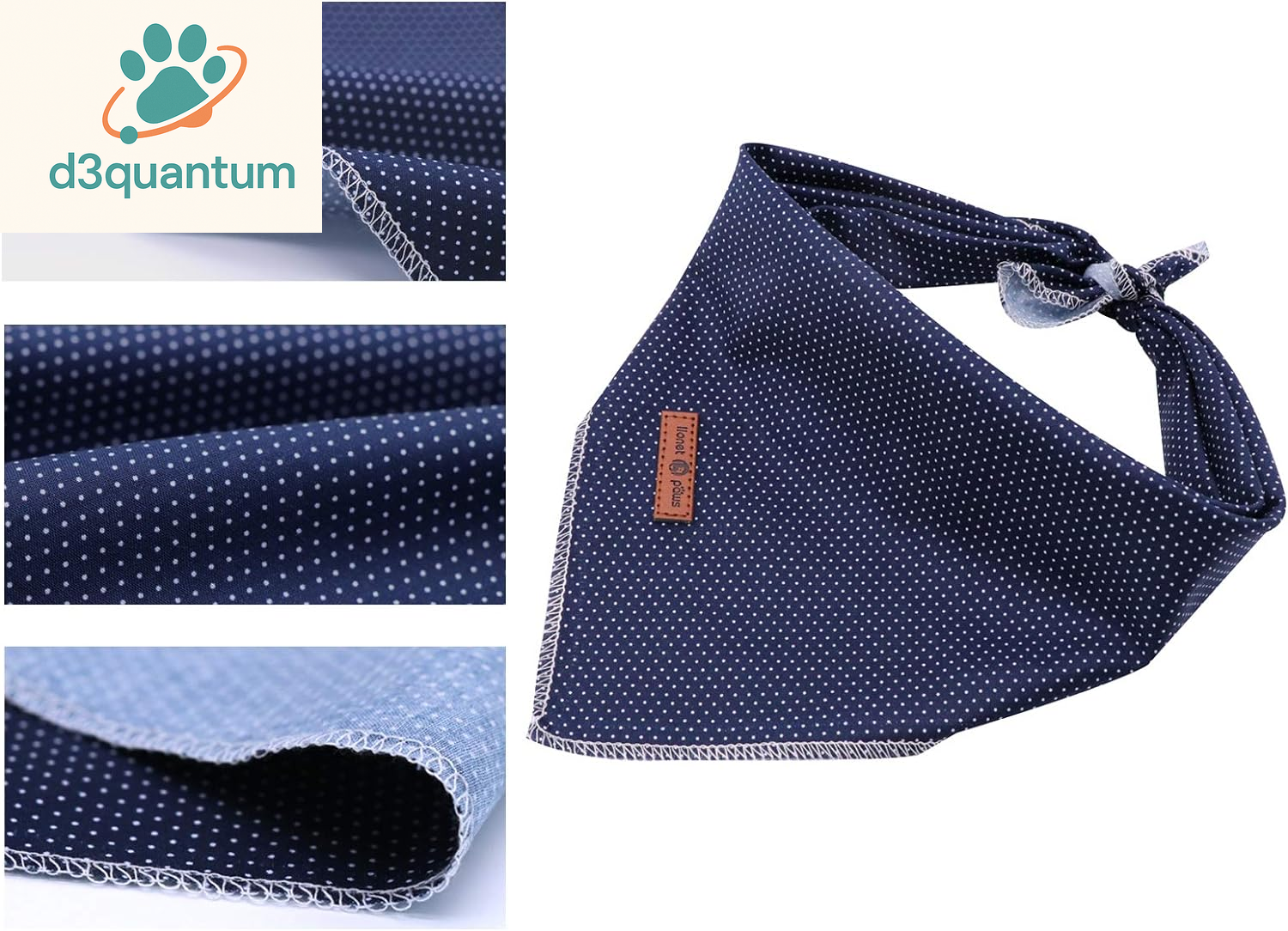 Lionet Paws Dog Bandana for Small Medium Large Dogs, Cat Kerchief Blue DOIT, Triangle Bibs Scarf for Girl or Boy