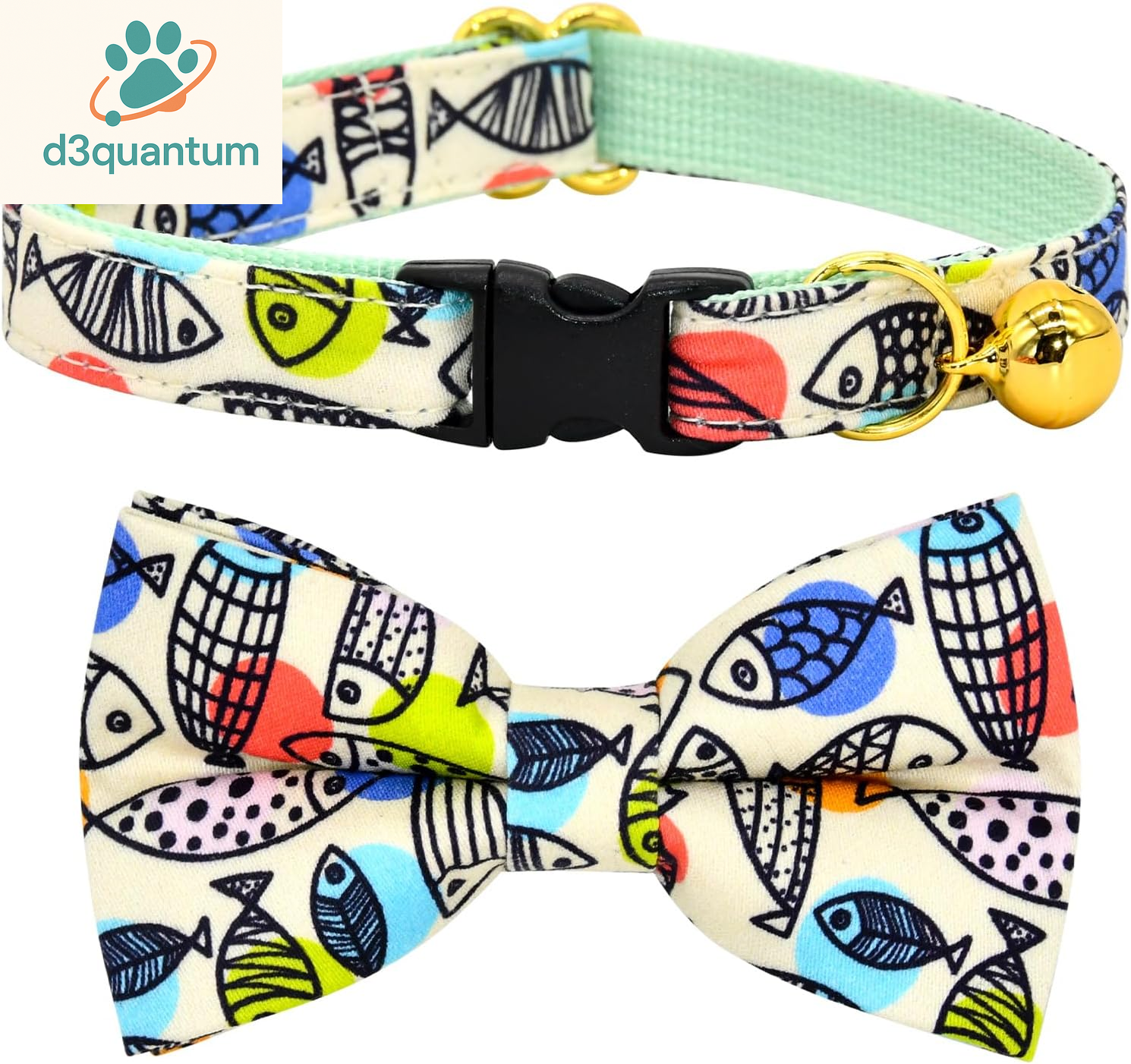 Sushi-Themed Breakaway Safety Collar and Bowtie Set for Kittens - Ideal for Weddings and Birthdays