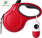Fida Retractable Dog Leash with Dispenser and Poop Bags, 10 Ft Pet Walking Leash for X-Small Dog or Cat up to 18 Lbs, Anti-Slip Handle, Tangle Free, Reflective Nylon Tape (XS, White)