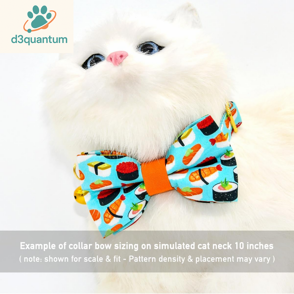 Sushi-Themed Breakaway Safety Collar and Bowtie Set for Kittens - Ideal for Weddings and Birthdays