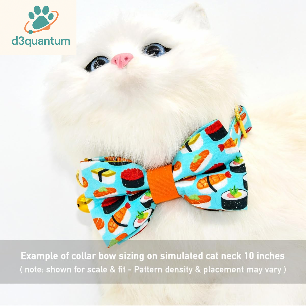 Sushi-Themed Breakaway Safety Collar and Bowtie Set for Kittens - Ideal for Weddings and Birthdays
