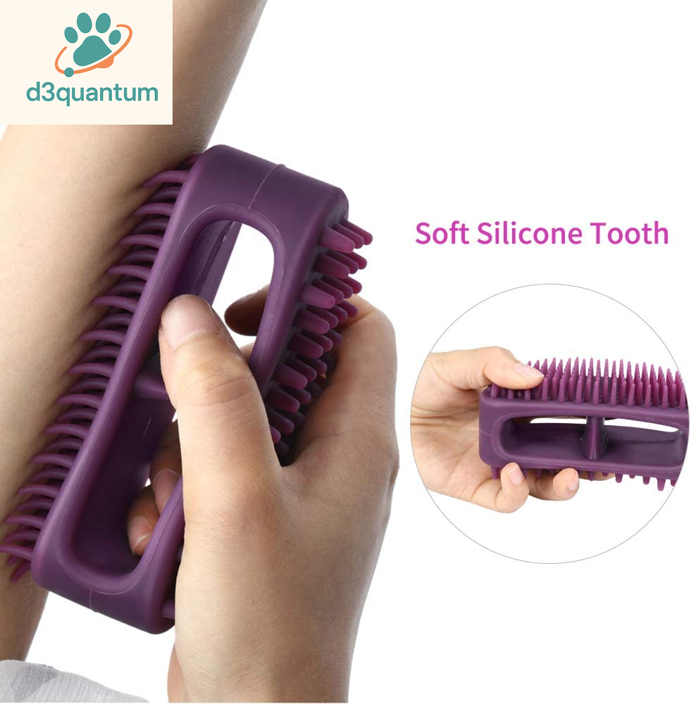 Professional Soft Silicone Grooming Brush for Dogs and Cats - Ideal for Bathing and Massaging Short or Long Hair - Purple Slicker Shedding Brush