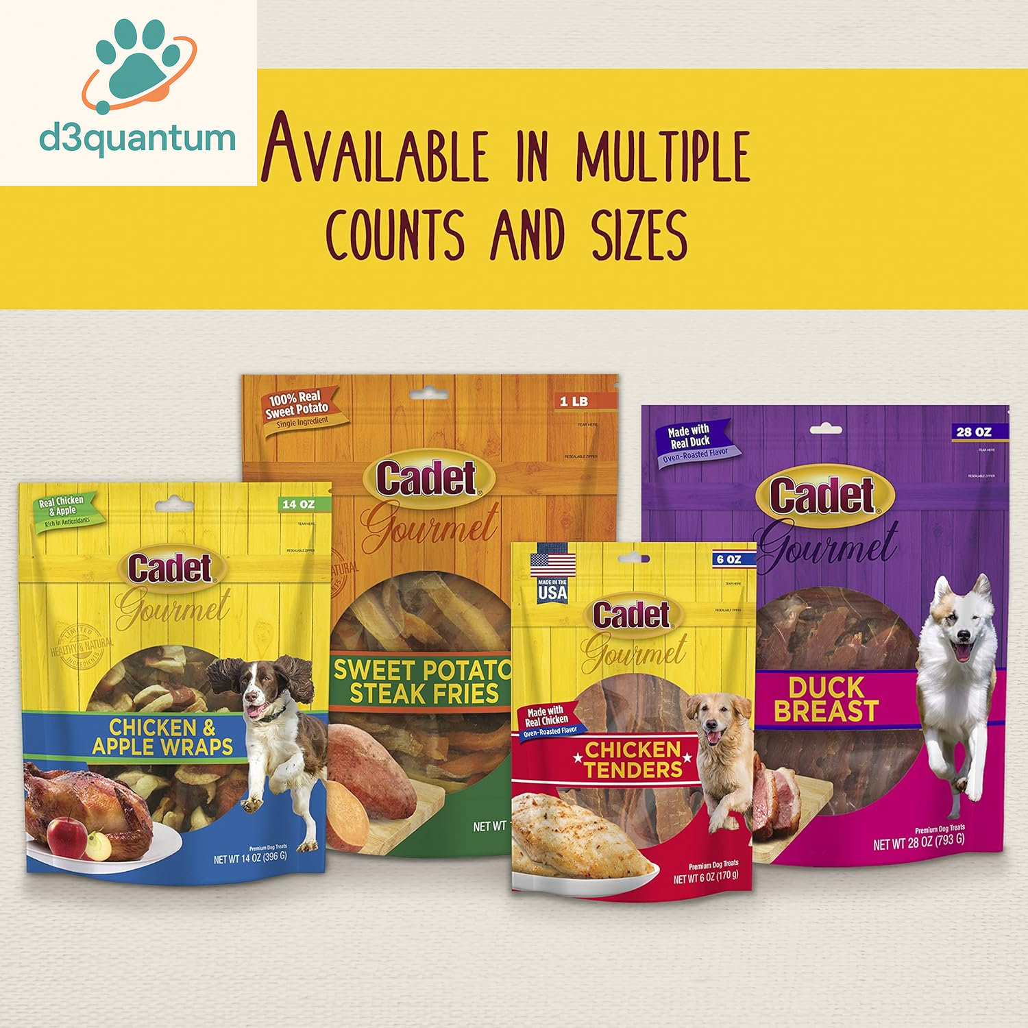 Cadet Gourmet Chicken & Apple Wrapped Dog Treats Wraps - Healthy & Natural Chicken & Apple Dog Training Treats for Small & Large Dogs - Inspected & Tested in USA (28 Oz.)