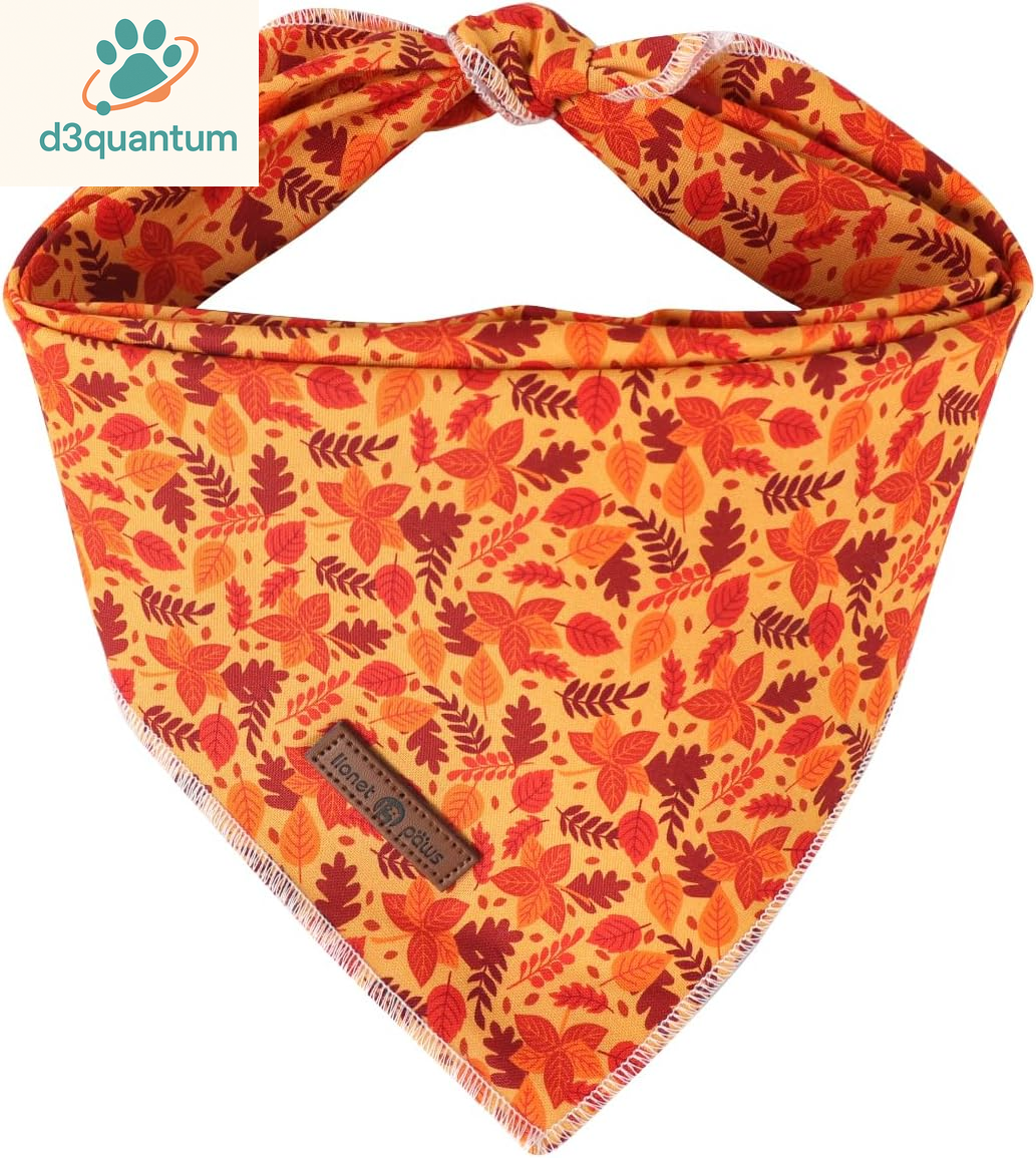 Lionet Paws Dog Bandana for Small Medium Large Dogs, Cat Kerchief Blue DOIT, Triangle Bibs Scarf for Girl or Boy
