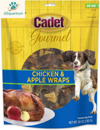 Cadet Gourmet Chicken & Apple Wrapped Dog Treats Wraps - Healthy & Natural Chicken & Apple Dog Training Treats for Small & Large Dogs - Inspected & Tested in USA (28 Oz.)