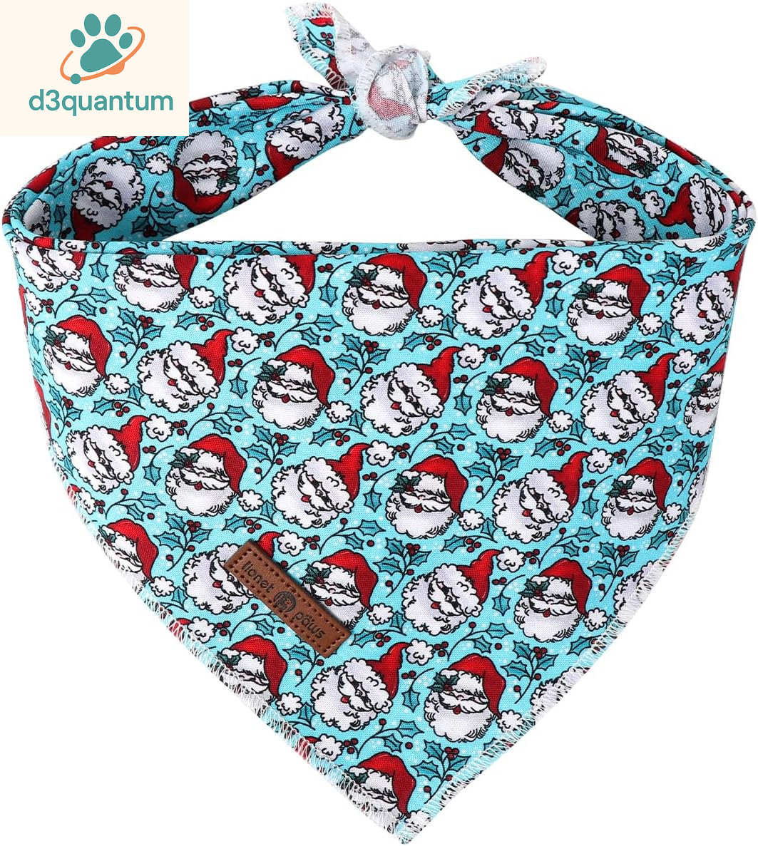Lionet Paws Dog Bandana for Small Medium Large Dogs, Cat Kerchief Blue DOIT, Triangle Bibs Scarf for Girl or Boy