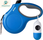 Fida Retractable Dog Leash with Dispenser and Poop Bags, 10 Ft Pet Walking Leash for X-Small Dog or Cat up to 18 Lbs, Anti-Slip Handle, Tangle Free, Reflective Nylon Tape (XS, White)