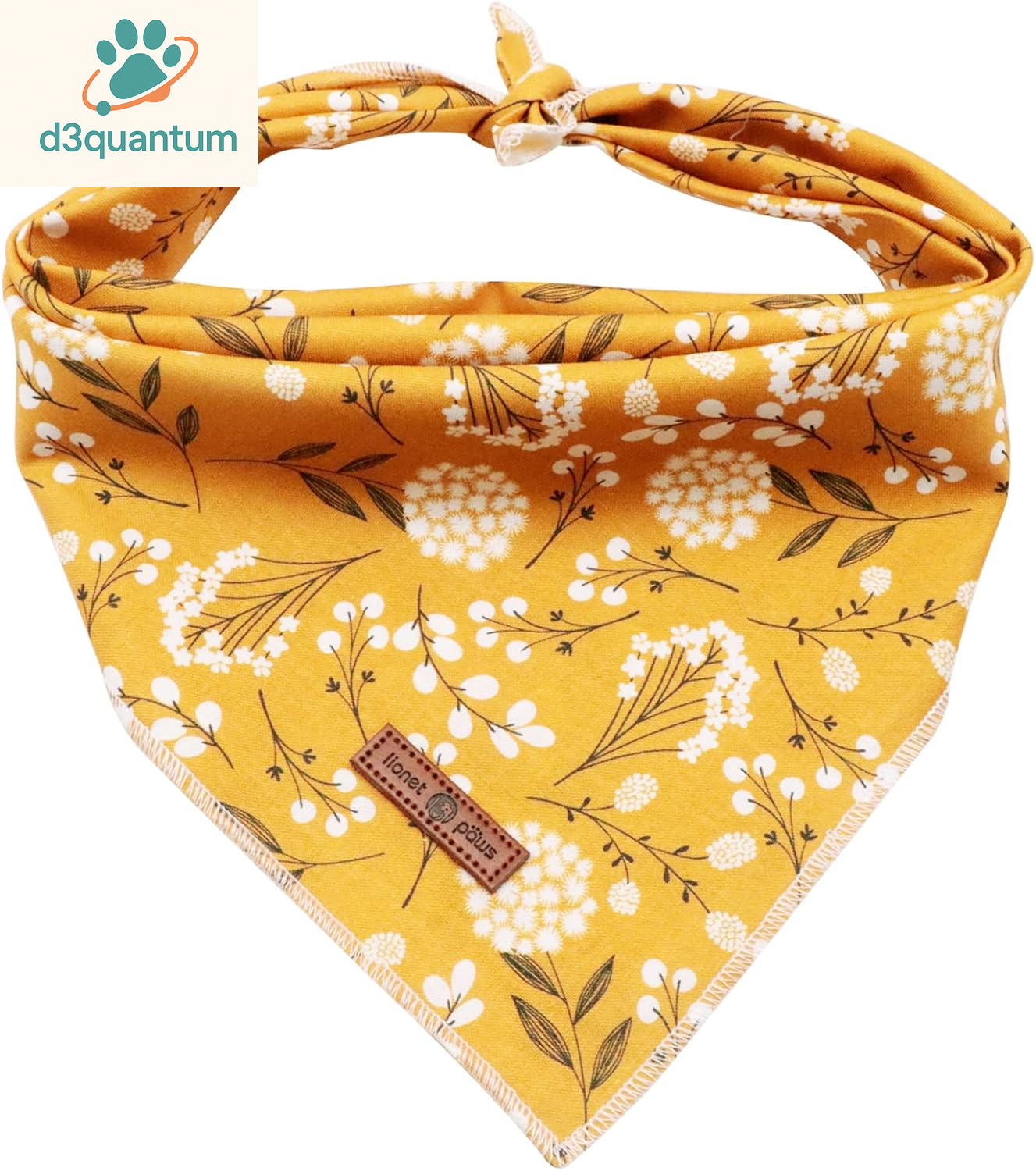 Lionet Paws Dog Bandana for Small Medium Large Dogs, Cat Kerchief Blue DOIT, Triangle Bibs Scarf for Girl or Boy