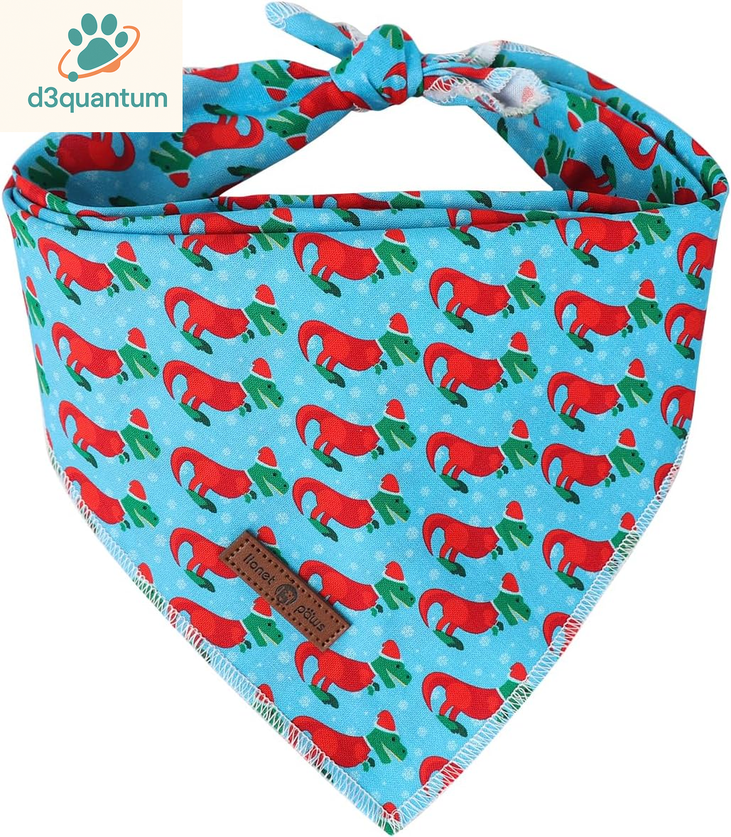 Lionet Paws Dog Bandana for Small Medium Large Dogs, Cat Kerchief Blue DOIT, Triangle Bibs Scarf for Girl or Boy