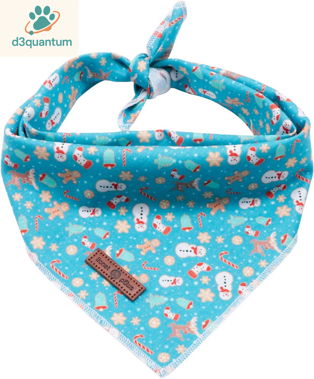Lionet Paws Dog Bandana for Small Medium Large Dogs, Cat Kerchief Blue DOIT, Triangle Bibs Scarf for Girl or Boy