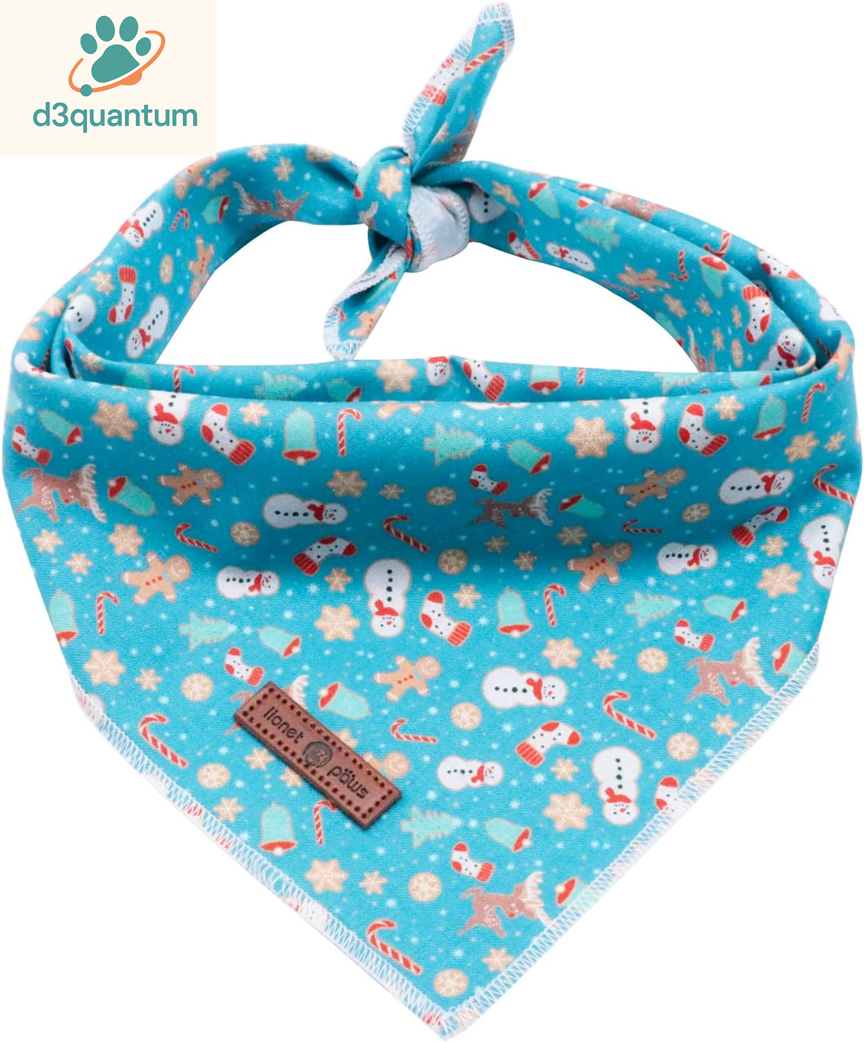 Lionet Paws Dog Bandana for Small Medium Large Dogs, Cat Kerchief Blue DOIT, Triangle Bibs Scarf for Girl or Boy