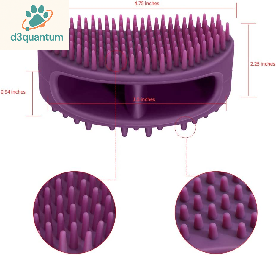 Professional Soft Silicone Grooming Brush for Dogs and Cats - Ideal for Bathing and Massaging Short or Long Hair - Purple Slicker Shedding Brush