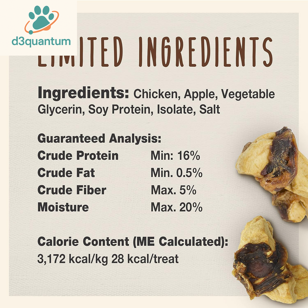 Cadet Gourmet Chicken & Apple Wrapped Dog Treats Wraps - Healthy & Natural Chicken & Apple Dog Training Treats for Small & Large Dogs - Inspected & Tested in USA (28 Oz.)