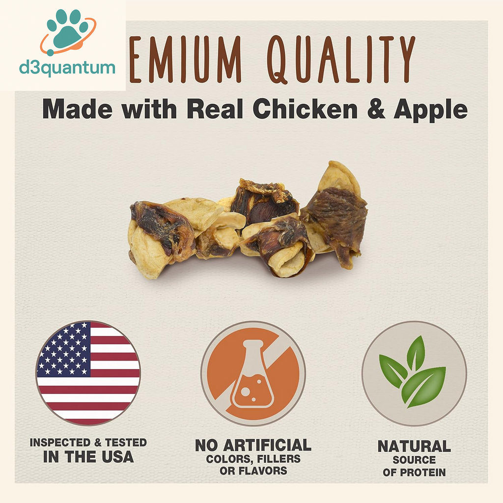 Cadet Gourmet Chicken & Apple Wrapped Dog Treats Wraps - Healthy & Natural Chicken & Apple Dog Training Treats for Small & Large Dogs - Inspected & Tested in USA (28 Oz.)