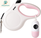 Fida Retractable Dog Leash with Dispenser and Poop Bags, 10 Ft Pet Walking Leash for X-Small Dog or Cat up to 18 Lbs, Anti-Slip Handle, Tangle Free, Reflective Nylon Tape (XS, White)