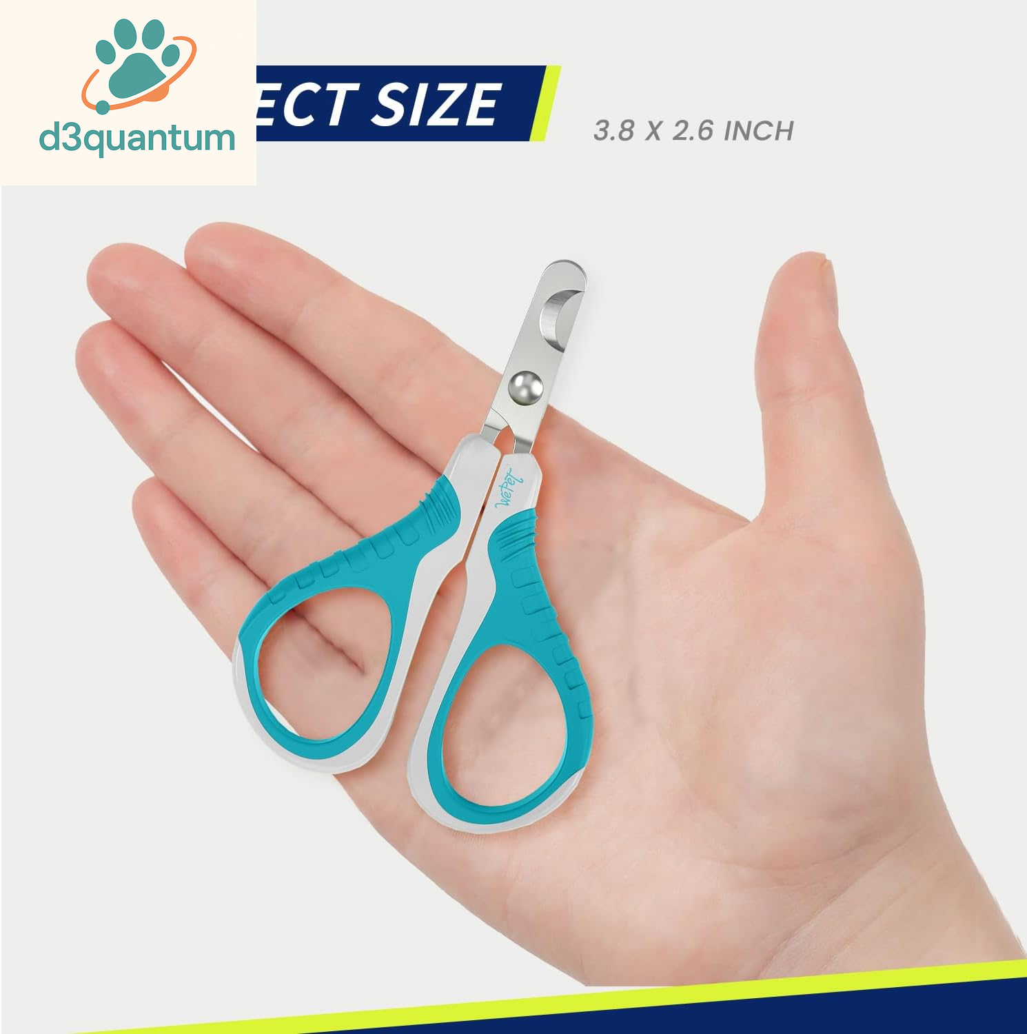 Wepet Professional Pet Nail Clippers U07.1, Curved Scissor Design for Cats, Kittens, Dogs, Puppies, and Small Animals, White/Pine Green