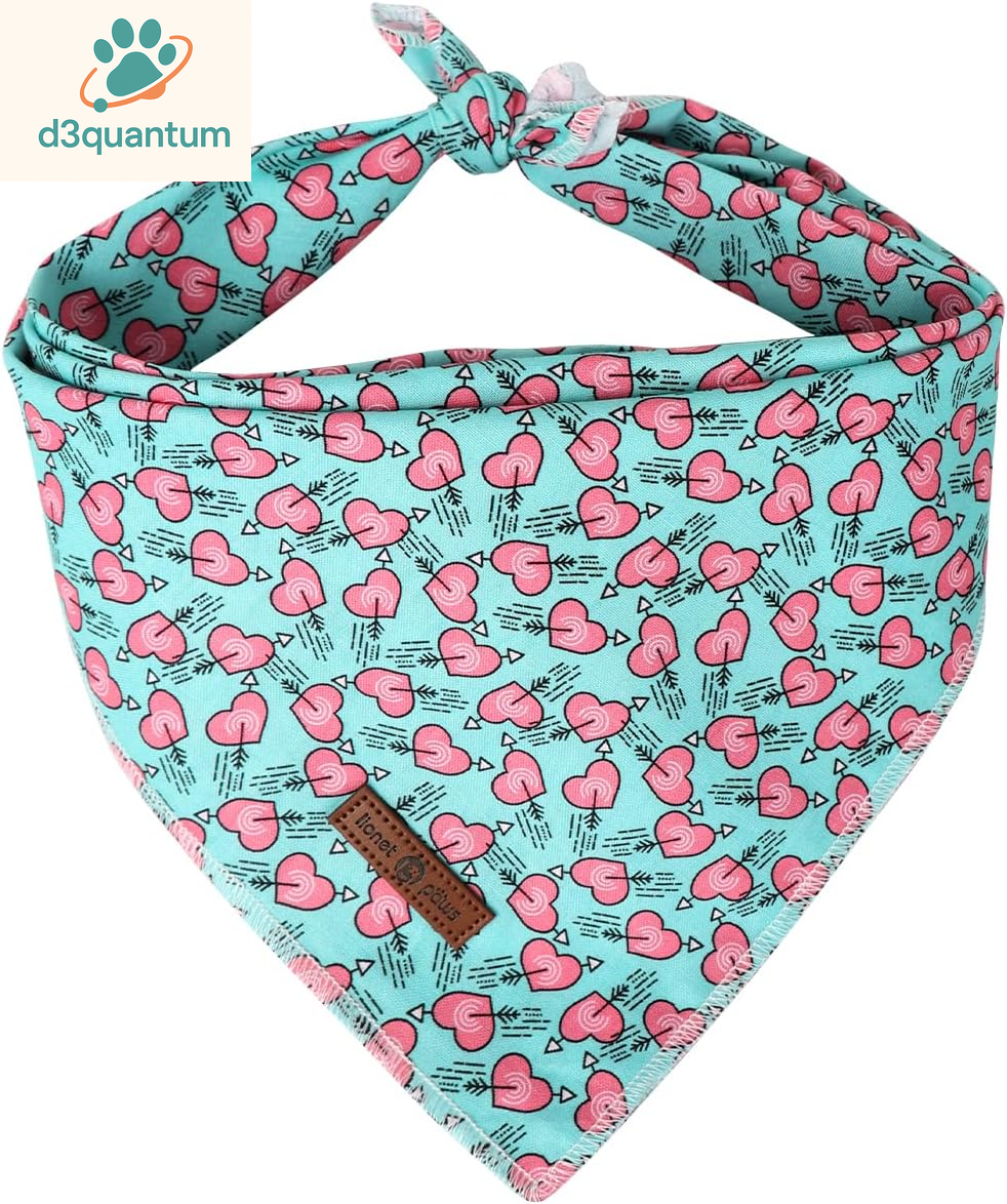 Lionet Paws Dog Bandana for Small Medium Large Dogs, Cat Kerchief Blue DOIT, Triangle Bibs Scarf for Girl or Boy