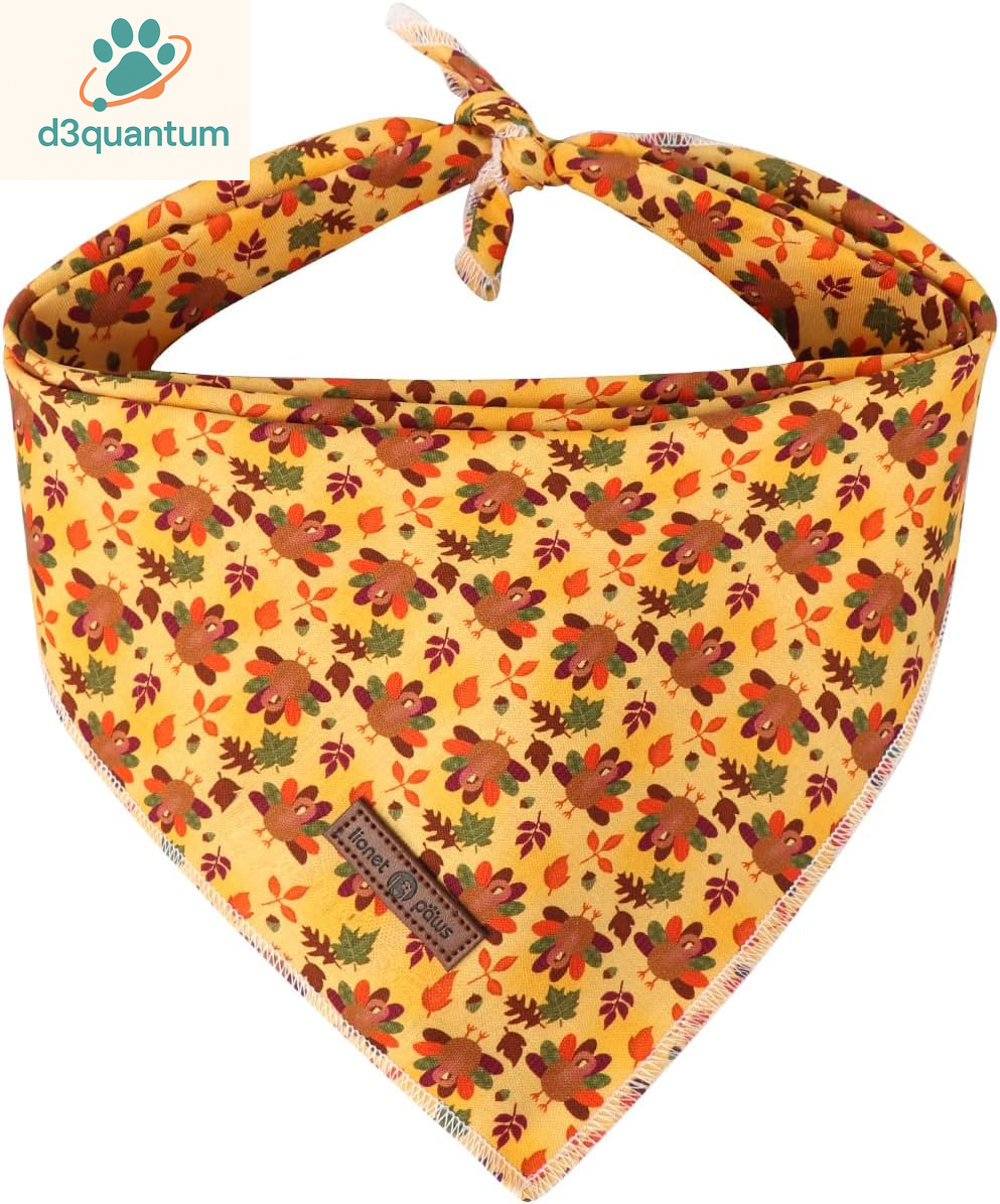 Lionet Paws Dog Bandana for Small Medium Large Dogs, Cat Kerchief Blue DOIT, Triangle Bibs Scarf for Girl or Boy